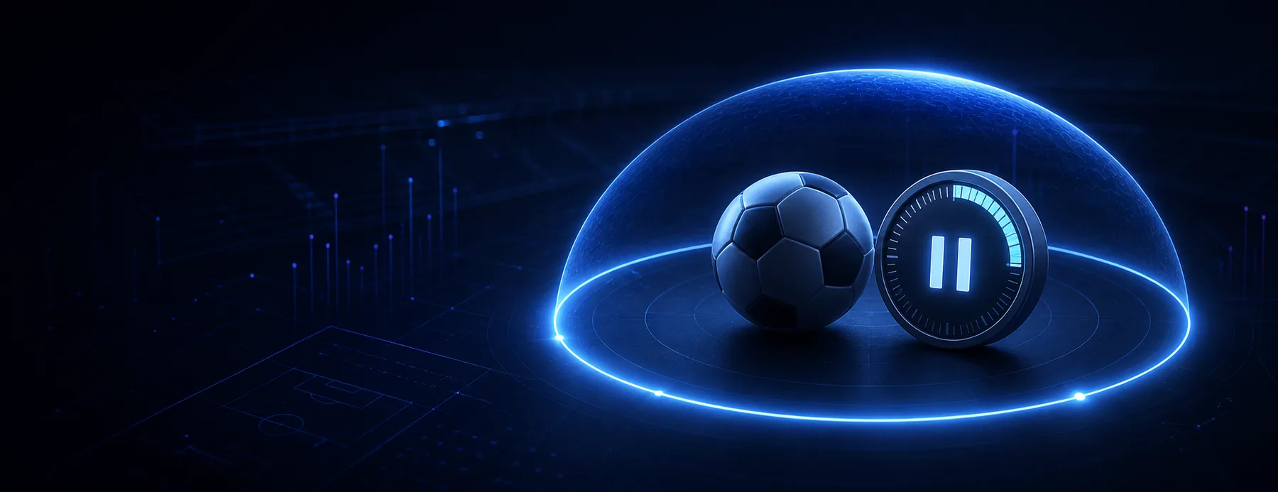 Football, a time limit and a protective boundary representing responsible gambling